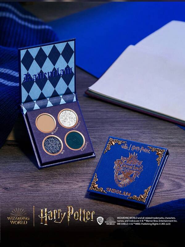 Harry Potter™ X SHEGLAM Ravenclaw™ House Palette 4-Clolor Shimmer Matte Eyeshadow Palette Blue Evenly Pigmented  Smooth  Blendable Eyeshadow Christmas Winter Gifts Eyeshadow Graduation Birthday Holiday Summer Fall Autumn Y2K Fancy Fashion Women Makeup Cosmetic Party Beach Travel Camping Outdoors School Campus Trip Festivals Decor Gift Present Rose Girl Cosplay Best Color Charm Vibe