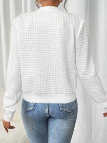 SHEIN Frenchy Áo khoác bóng chày thường ngày tay dài có khóa kéo màu trơn dành cho nữ vào mùa thu/đông - trắng - Xem 2