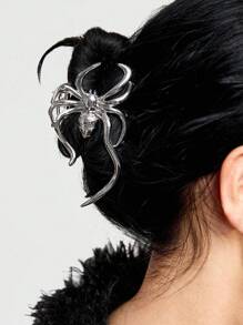 ROMWE Grunge Punk 1 件金属蜘蛛发爪街头爪夹发夹发夹发钳发夹发夹万圣节