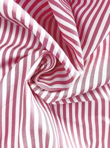 INAWLY Bộ 2 món: Áo thun kẻ sọc dệt nhiều lớp buộc sau lưng cho nữ & quần short cạp rút, size tiêu chuẩn, mùa hè - Hồng - Xem 6