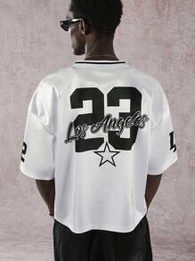 PAVTROS 亮面面料宽松短款男士T恤 - 白色 - 查看 5