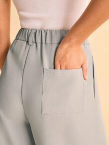 CAJUNI Women's Grey Pleated Elegant Long Suit Pants-Boho Women Clothing/Western Clothes For Women/Casual Woman-Basic /Going Out Tops Women/Fall Women Clothes - Grey - View 7