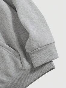 Manfinity Joysei 男士休闲日常字母图案压花印花口袋抽绳连帽衫运动衫灰色连帽衫男士连帽衫休闲波士顿连帽衫男士连帽衫