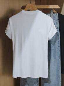 INAWLY Women's Fitted Crew Neck T-Shirt With Chili Pepper Embroidery Design - White - View 2