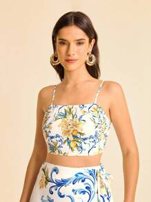 CAJUNI Débardeur à nœud pour femme - Motif citron décontracté de villégiature - Multicolore - Voir 3