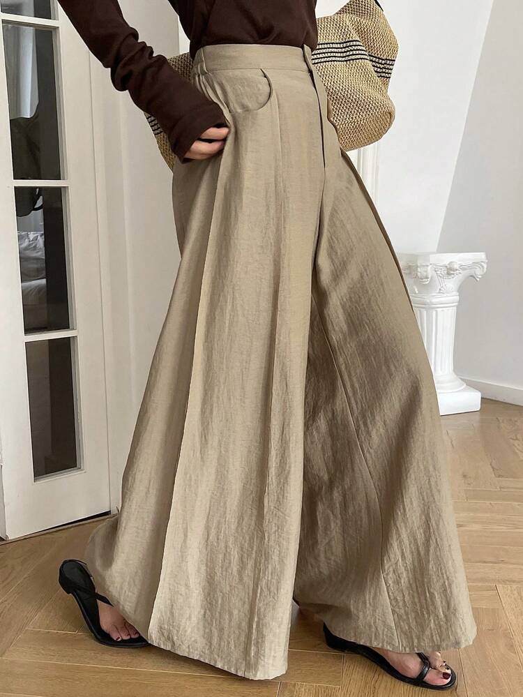 Women's Textured Fabric Loose Wide Leg Casual Pants,Teacher Pants