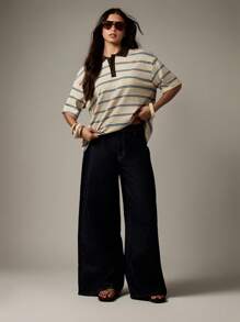 MISSGUIDED 复古条纹橄榄球 Polo 衫休闲学院风超大长款半袖领秋冬日常时尚必备 - 彩色 - 查看 3