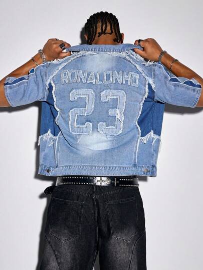 Street Life ملابس علوية كاجوال مغسول مع سحاب أمامي وقطع رقمية من الجينز