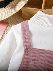 Elladie kids 年轻女孩简约百搭吊带连衣裙，秋冬 - 粉色 - 查看 6