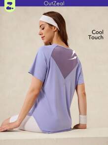 OutZeal Tee-shirt de maille de protection UV fraîche pour femmes, idéal pour la randonnée et le camping extérieur - Prune - Voir 11