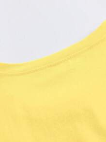 SHEIN LUNE 女士水果椰子印花V领T恤，夏季海滩度假女士大码T恤 - 杏色 - 查看 5