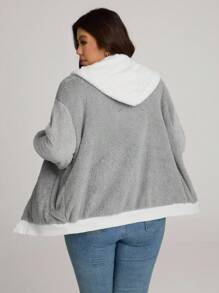 Comfylo 加大落肩抽绳连帽大衣，适合冬季 - 灰色 - 查看 2