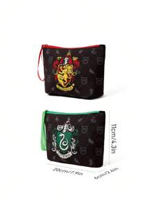 HARRY POTTER X SHEIN 1 Pc , Logo Printed Lightweight Cosmetic Bag, Suitable For Storing Cosmetics, Stationery, Daily Necessities, Digital Products, Great For Commuting, School, Travel, Suitable For Men, Women, Students, Children And All,Back To School - Black - View 10