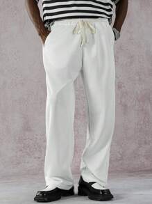 Manfinity EMRG Herren Patchwork Lässig Jogginghose mit Kordelzug Taille und Taschen, locker geschnitten - Weiss - Übersicht 1