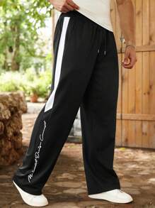 Manfinity Homme Pantaloni della tuta oversize con stampa grafica, stile casual a strati, adatti per il tempo libero, il tragitto casa-lavoro, il ritorno a scuola, le vacanze, un regalo per marito o fidanzato, un set unisex per coppie. - Multicolore - Visualizzare 1