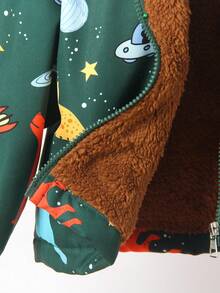 Young Boys Cute Dinosaur Pattern Thermal Fleece Lined Hooded Jacket,Warm Outerwear For Autumn,Spring And Winter,Suitable For Outdoor,School And Home - Multicolor - View 4