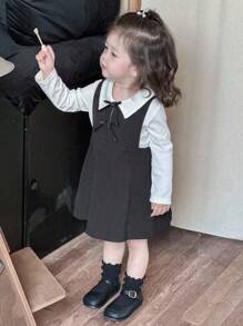 DAZY Baby Girl Elegant & Versatile Solid Color Sleeveless Dress Fall,Winter Toddler Girls Clothes - Black - View 5