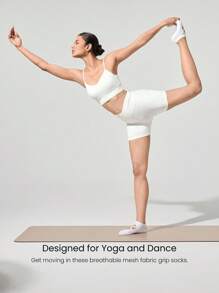 GLOWMODE 3双防滑绑带无缝趾结构踝部瑜伽普拉提黑色袜子 - 白色 - 查看 5