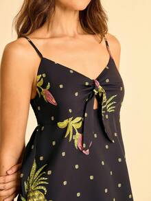 CAJUNI Women's Fruit Print Pattern Mini Dress- Pineapple Dress - Black - View 1
