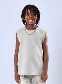 SUMWON Youth Boys Sleeveless Tank Top Matching Tie Dye Pant Set Casual Street Style Summer Leisure Cotton Blend Co-Ord Set - Grey - View 3