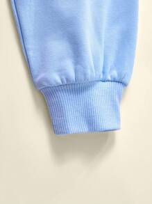 LOONEY TUNES X SHEIN Baby Girls' Cute Cartoon Rabbit Pattern Color Block Hoodie Pullover Sweatshirt, Casual And Versatile Fall Winter - Apricot - View 5