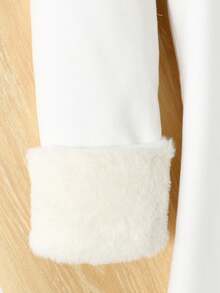 SHEIN Teen Girls White Double-Sided Flannel Collar Mid-Length Umbrella Hem Elegant Woolen Overcoat Girls Winter Coat Tween Dress Coat Girls Fleece Coat Teen Girls Winter Coat Girls White Coat/Halloween/Autumn/Christmas/Holiday/Festival/Winter Fall