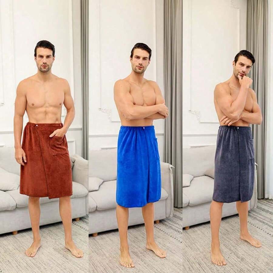 SHEIN 1 Buah Handuk Mandi Pria Handuk Pantai Lembut Menyerap Cepat Kering Anti Paparan Mikrofiber Rok Mandi Pendek Perlengkapan Perjalanan Aksesoris Gym Kolam Renang Ringan Kompak - MultiWarna - View 1