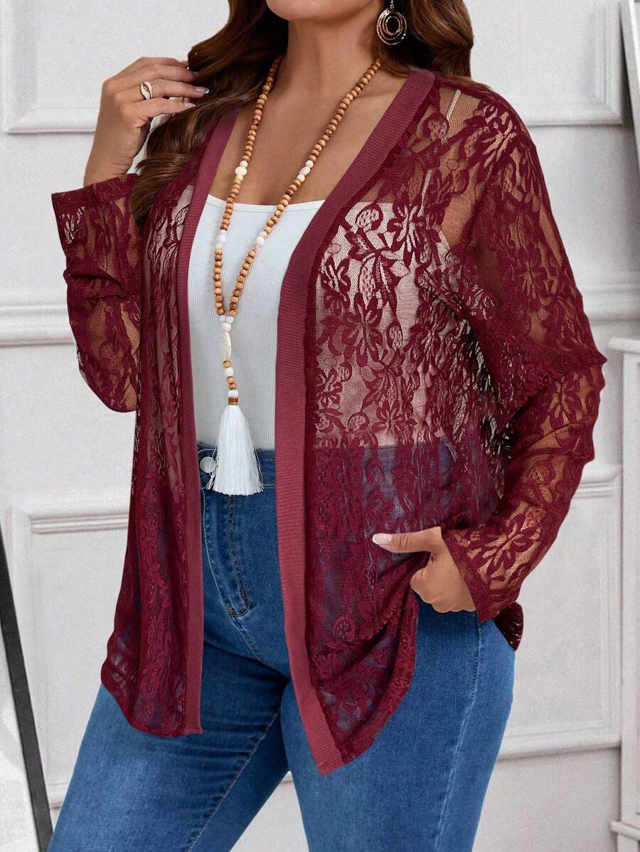 EMERY ROSE Chaqueta de protección solar de manga larga de encaje blanco de verano para otoño/invierno