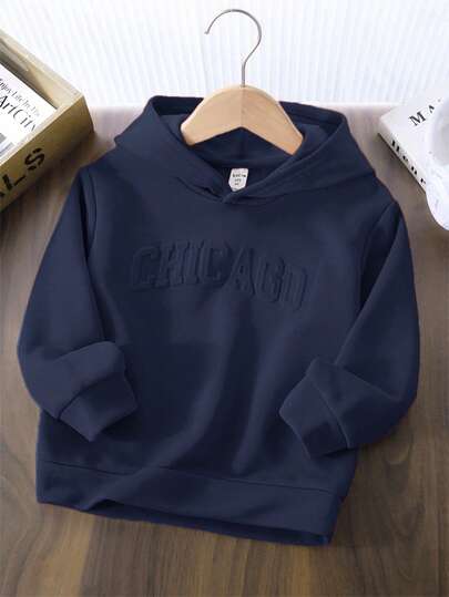 SHEIN 1pc Young Boys' Casual School Style Comfortable Fashionable Minimalist Practical Soft Embossed Sweatshirt, Suitable For Daily Wear, School, Outdoor, Sports In Spring/Summer,In Fall/Winter