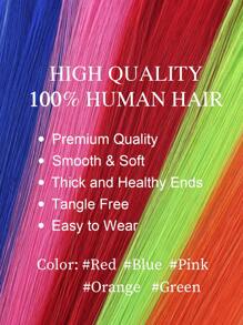 9AM Hair Colored Clip In Hair Extensions 100% Real Human Hair 18 Inch 3 Chiếc Đỏ/Xanh Dương/Xanh Lá/Hồng/Cam Vô Hình Thẳng Highlight Nhiều Màu Sắc Tóc Giả Cầu Vồng Cho Phụ Nữ/Bé Gái - Nhiều màu - Xem 2