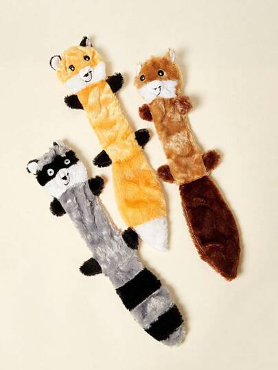 PETSIN 可爱松鼠浣熊毛绒狗玩具，内置 BB 呼叫声音，狗狗互动游戏