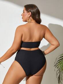 Swim Vcay Summer Beach - Ensemble De Bikini Bandeau unicolore De Grande Taille