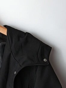 Regalyn Plus Size Women's Solid Color Casual Sport Hooded Short Jacket, Water-Resistant, New 2025 Autumn Collection, Suitable For Outdoor And Sports Winter Fall