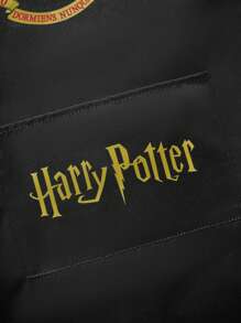 HARRY POTTER X SHEIN 1件带标志和字母图案的黑色围裙，男女通用，防水防油，适用于厨房烘焙