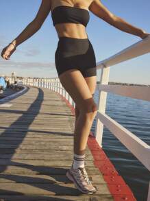 Aralina Leisurewear Rib Bandeau And Short Active Workout Two Pieces Set