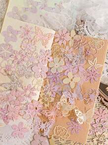 SHEIN 1pack/50 Sheets Retro Hollow Flower Pattern Scrapbook Paper For DIY Decoration, Magazine Planning Back To School