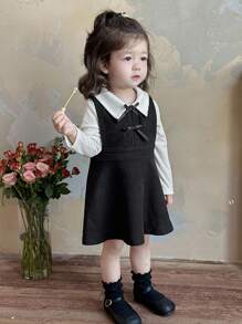 DAZY Baby Girl Elegant & Versatile Solid Color Sleeveless Dress Fall,Winter Toddler Girls Clothes - Black - View 7