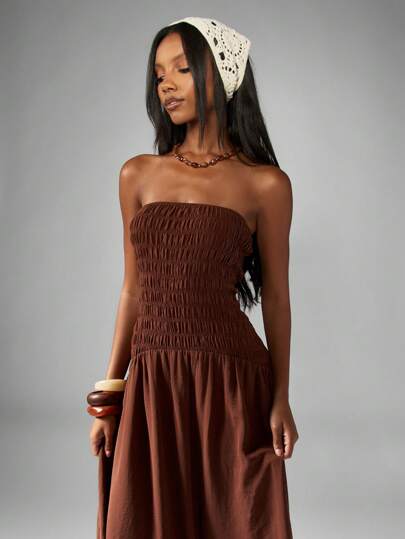 bandeau drop waist dress Black Bandeau Drop Waist Maxi Dress | Dresses main image 0