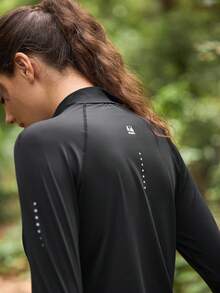 SHEIN In My Nature Áo thun thể thao dài tay màu trơn thường ngày dành cho nữ - màu đen - Xem 8