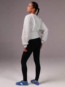 Athîral Áo nỉ in chữ thắt eo thường ngày cho nữ, Thu/Đông - Xám - Xem 2