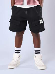 SUMWON Conjunto de camisa xadrez xadrez e short casual de verão, duas peças, com efeito de tinta spray, top estampado com números, calça estilo cargo, moda urbana - Multicolorido - Ver 4