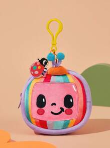 CoComelon X SHEIN 可爱卡通刺绣毛绒零钱包，适合挂在包包上，可装硬币、耳机、口红 - 彩色 - 查看 2