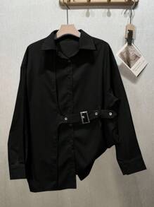 Jouncy 女式常规尺码休闲长袖衬衫 - 黑色 - 查看 3