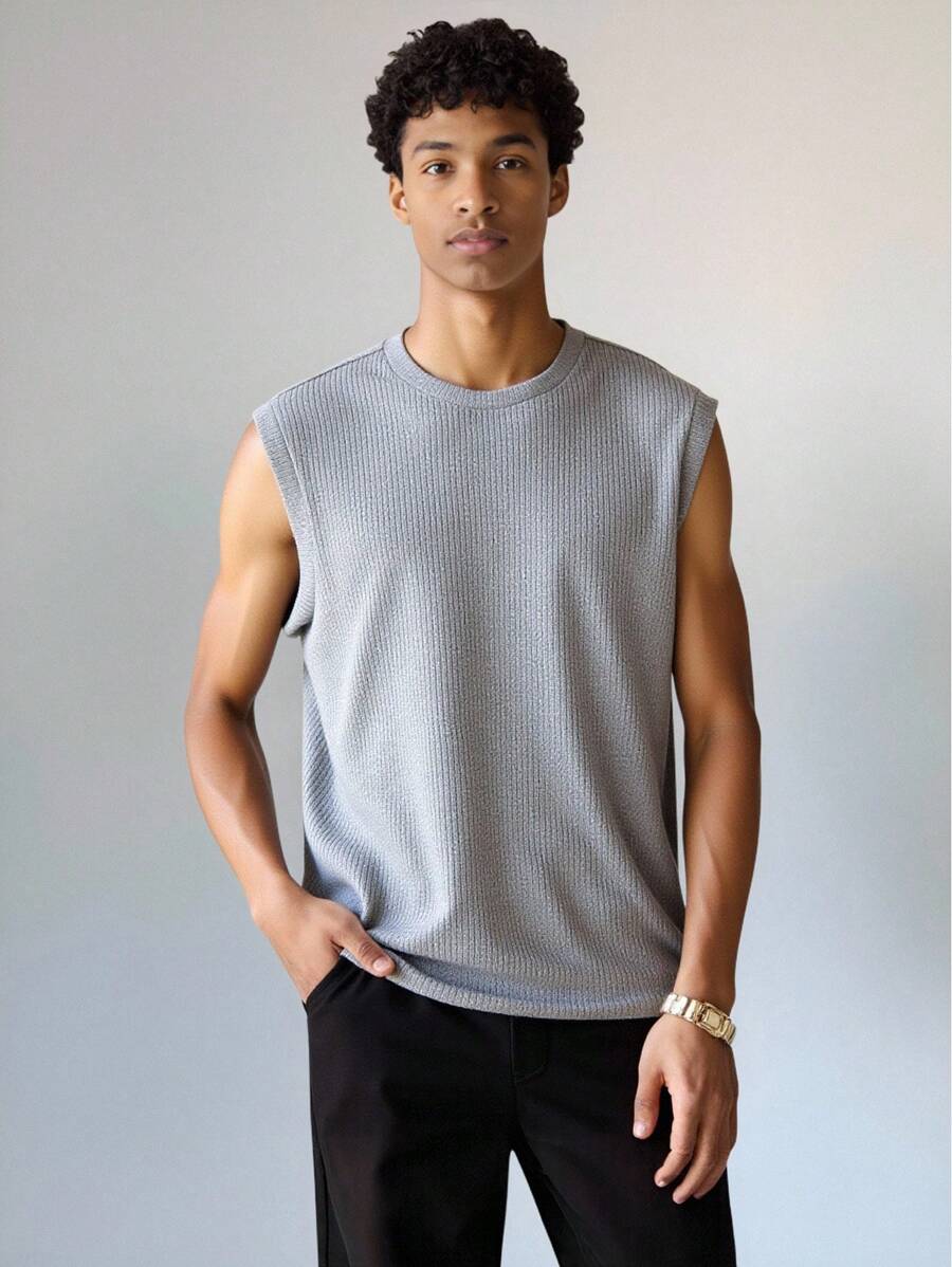 SHEIN Casual Plain Solid Color Crew Neck Jersey Tank Top For Teens, Comfortable Versatile For Commute, School, Leisure, Travel, Sports Suitable For Spring/Summer