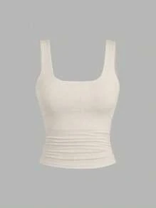 Sweetra Áo ba lỗ không tay màu trơn đơn giản cho nữ mùa hè - Nhiều màu - Xem 3