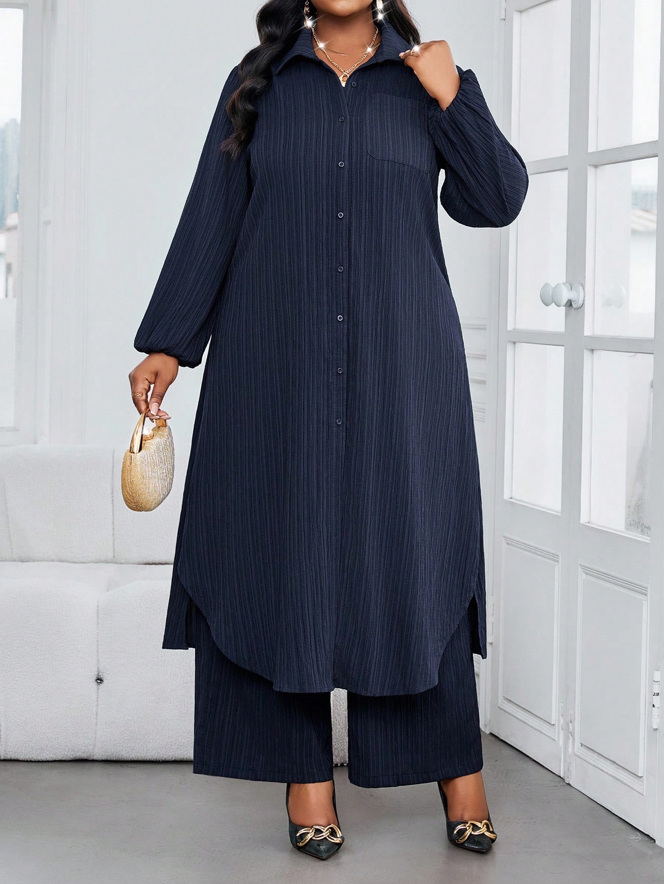 SHEIN Lady بلوزة كاجوال أنيقة للموسم الخريفي والشت...