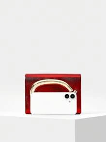 MOTF PREMIUM METALLIC DECOR PU LEATHER CLUTCH - Red - View 4