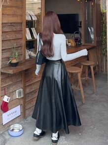 DAZY Women's Solid Color Casual A-Line Loose Skirt Fall Skirts