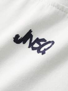 JNSQ Back To School Outdoor Casual Sports Loose T-Shirt, Children Round Neck Front Funny Letter Graphic Print Outdoor Casual Sports Loose T-Shirt