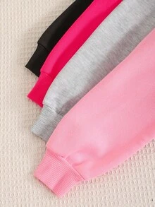 4件套青少年女孩日常休闲基本款圆领长袖运动衫 - 彩色 - 查看 4